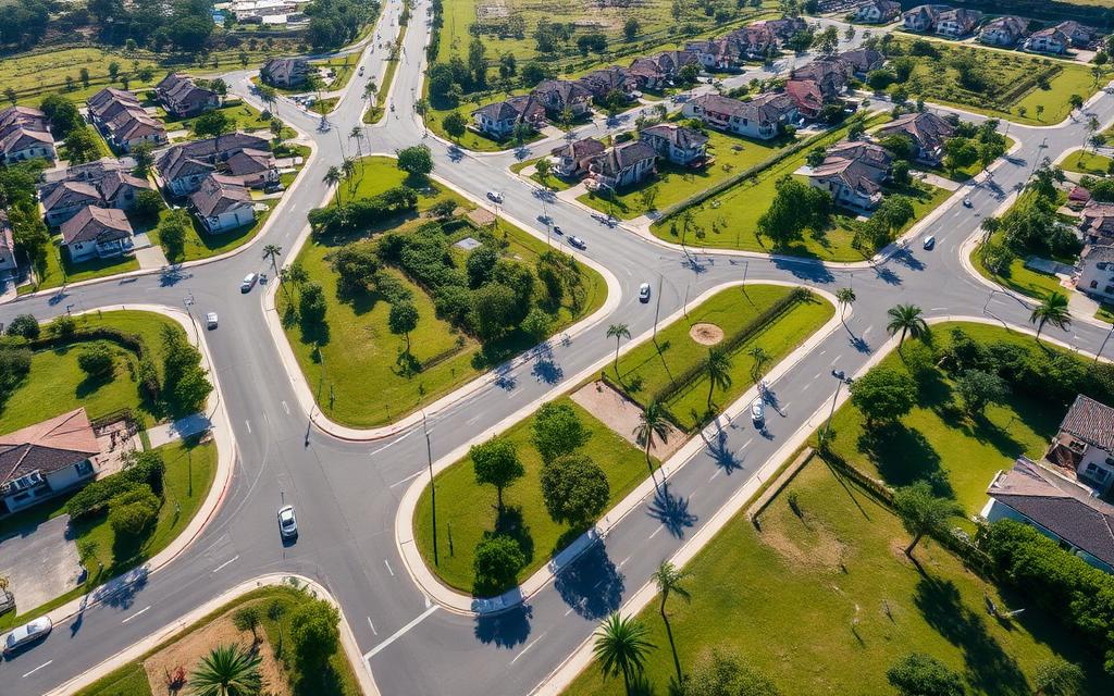 Vista aérea do Residencial Santa Clara, loteamento implantado em Cássia, MG